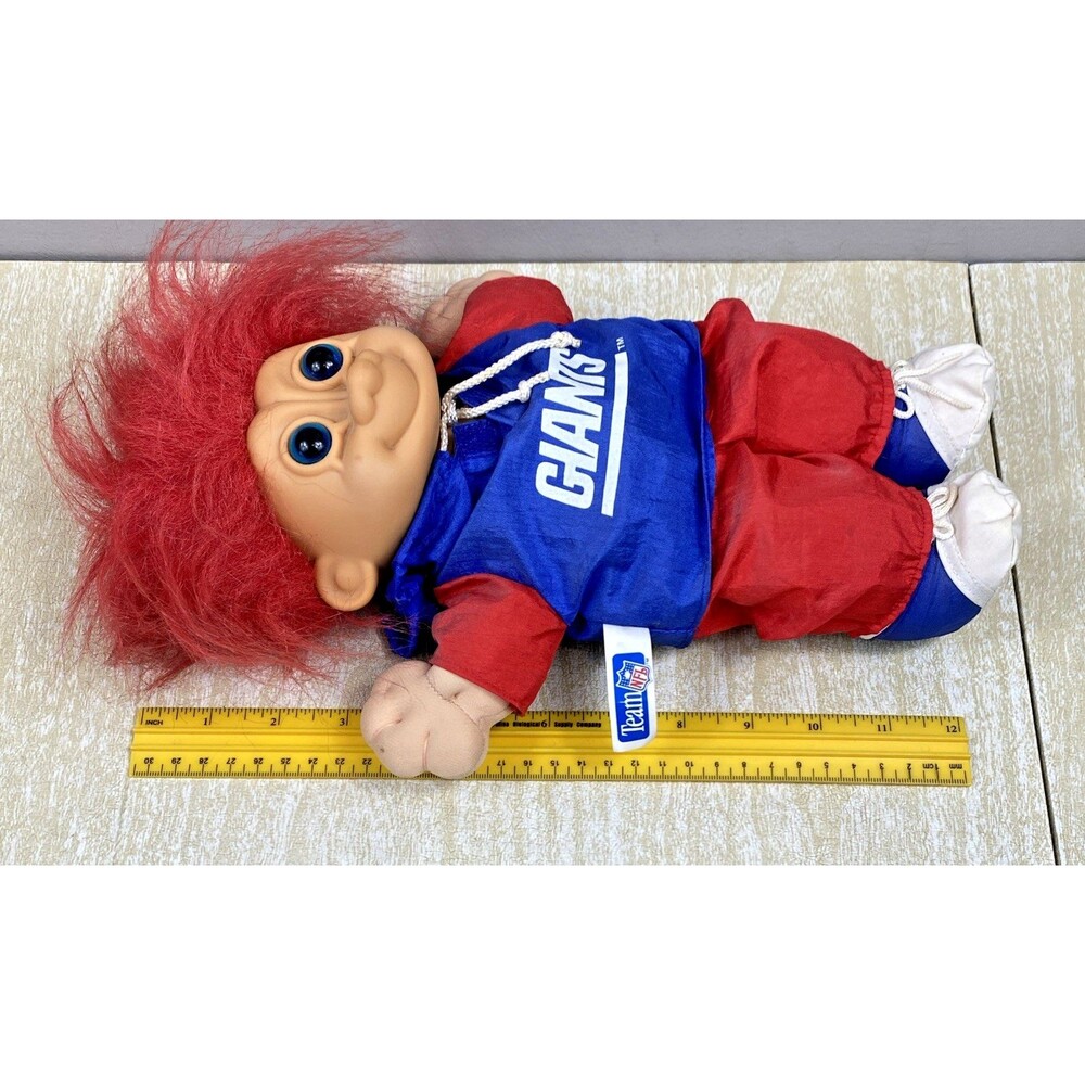 Vintage 1990's 12” Russ Troll Team NFL New York Giants Troll Doll Windbreaker - Picture 7 of 7